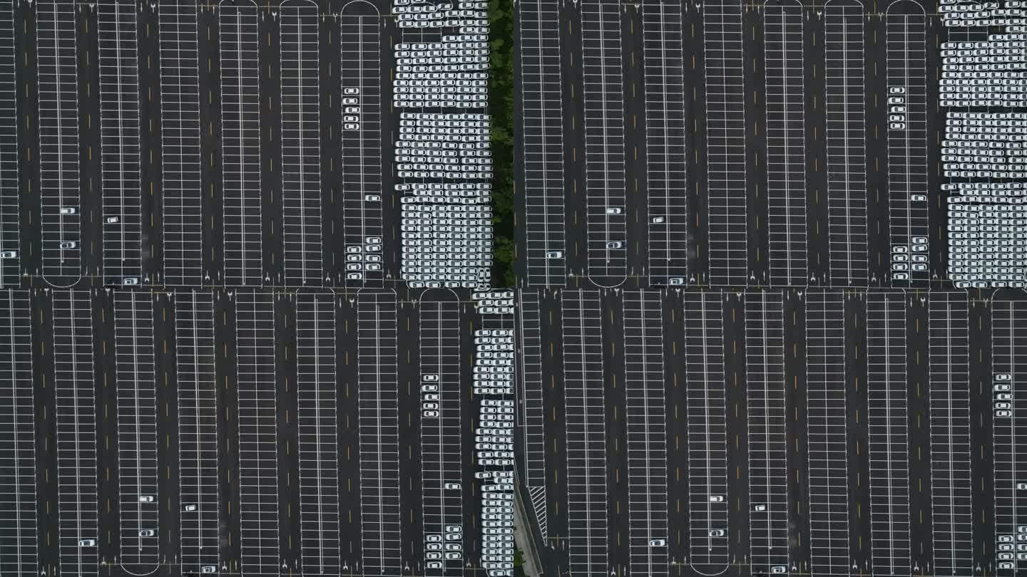 航拍俯拍城市大型停车场