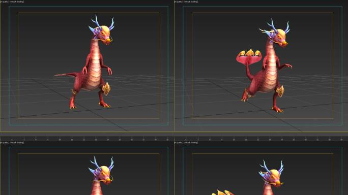 MAX龙模型  跑步和待机带动画文件