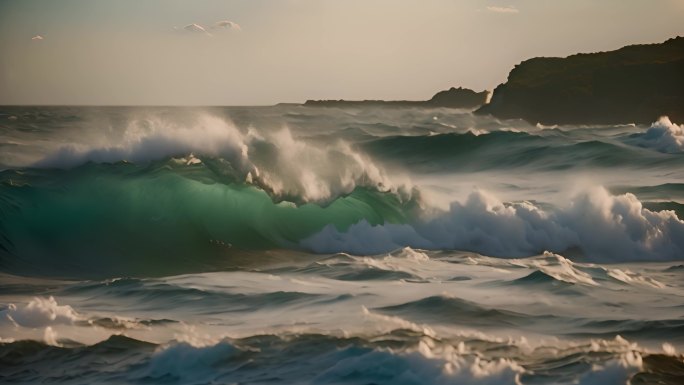 海浪 浪花 大海 黄昏 海边 意境 光影