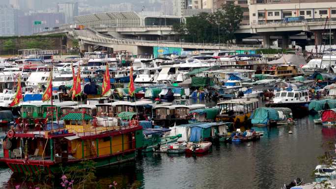 香港码头 渔船安静特写