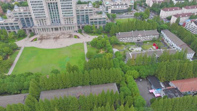 上海市复旦大学邯郸校区航拍校园风景风光素