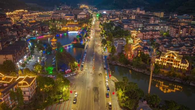 屏边夜景 云南屏边 滴水苗城