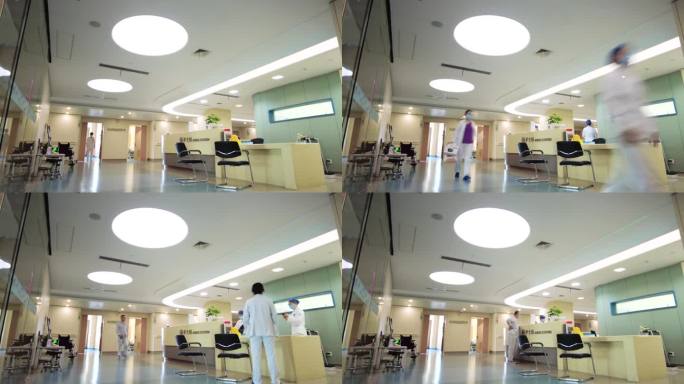 医院医护人员护士站看病病人人流延时摄影