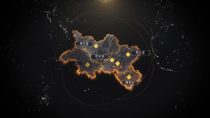 内江市黑金地图和蓝色科技地图