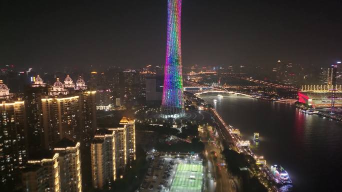 广州海珠区阅江西路猎德大桥珠江夜晚夜景航