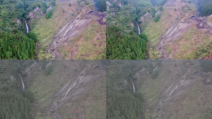 航拍4K清晨自然森林河流春天树林