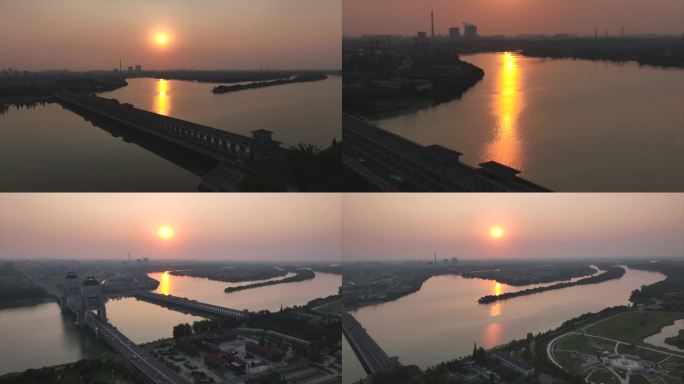 扬州运河航拍 夕阳 扬州地标C044