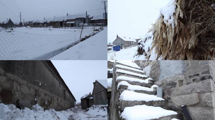 雪中安静古老的村庄