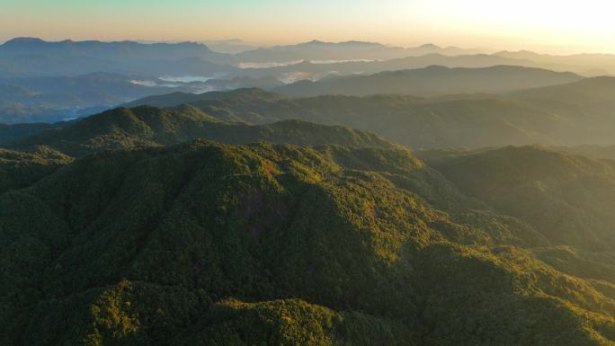 航拍广东惠州南昆山日出峰峦叠嶂