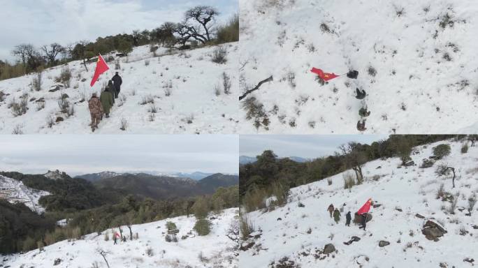 戍边战士警察巡逻边关巡逻警民巡逻雪地巡逻