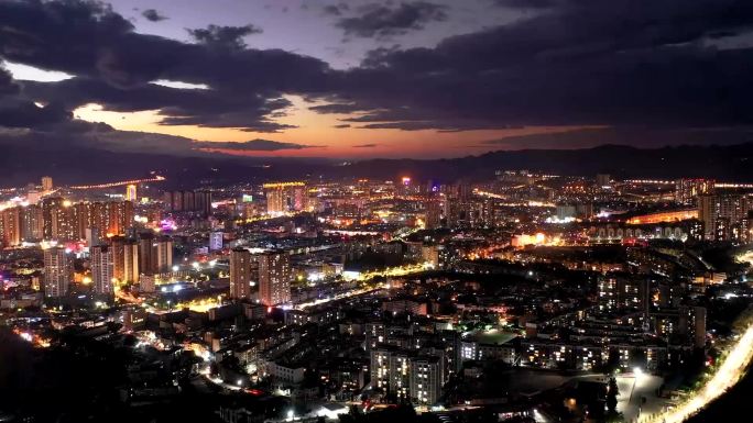 云南文山夜景航拍城市夜景文山市宣传片唯美