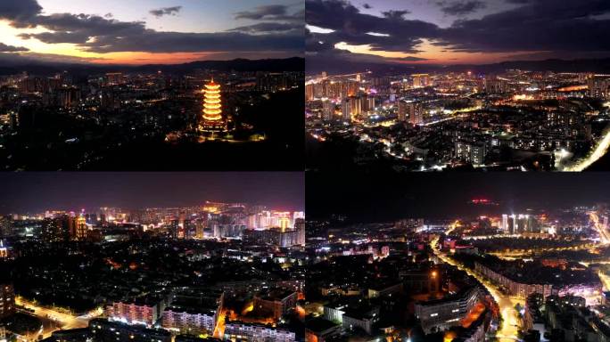 云南文山夜景航拍城市夜景文山市宣传片唯美