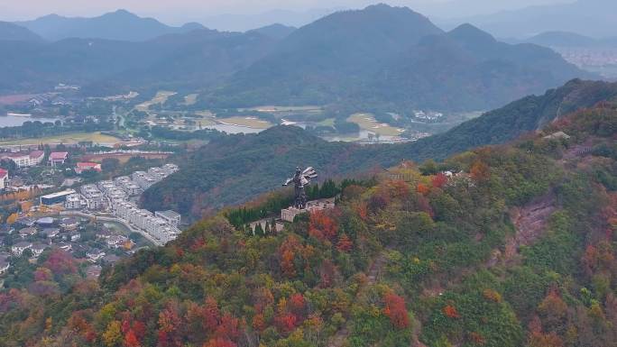 浙江绍兴会稽山大禹陵景区航拍越城区风景大