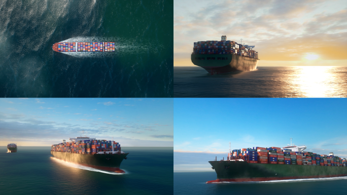 4K货轮运输船海上物流集装箱一带一路