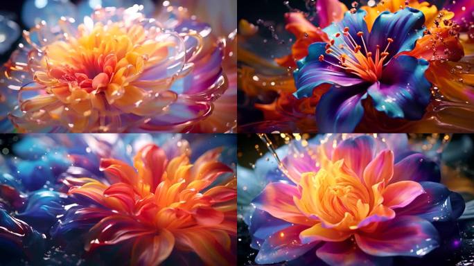 绽放之美：彩色抽象花朵的色彩盛宴