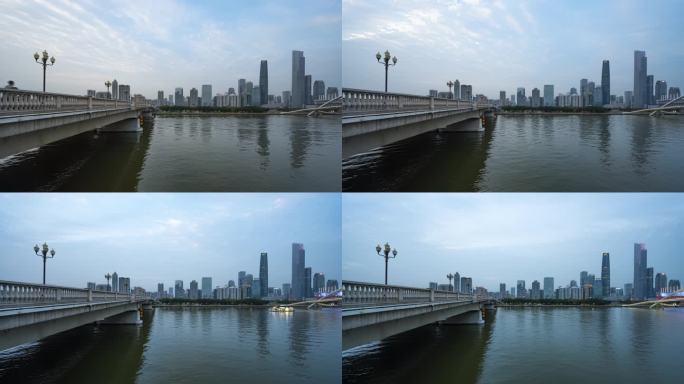 日落时广州大桥与珠江新城延时视频