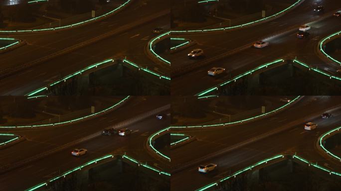 夜晚街道车流加速视频十字路口车流