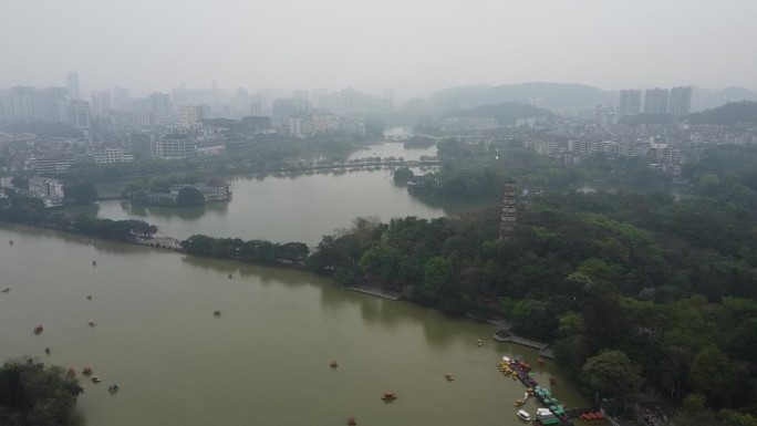 航拍广东惠州西湖风景名胜景区