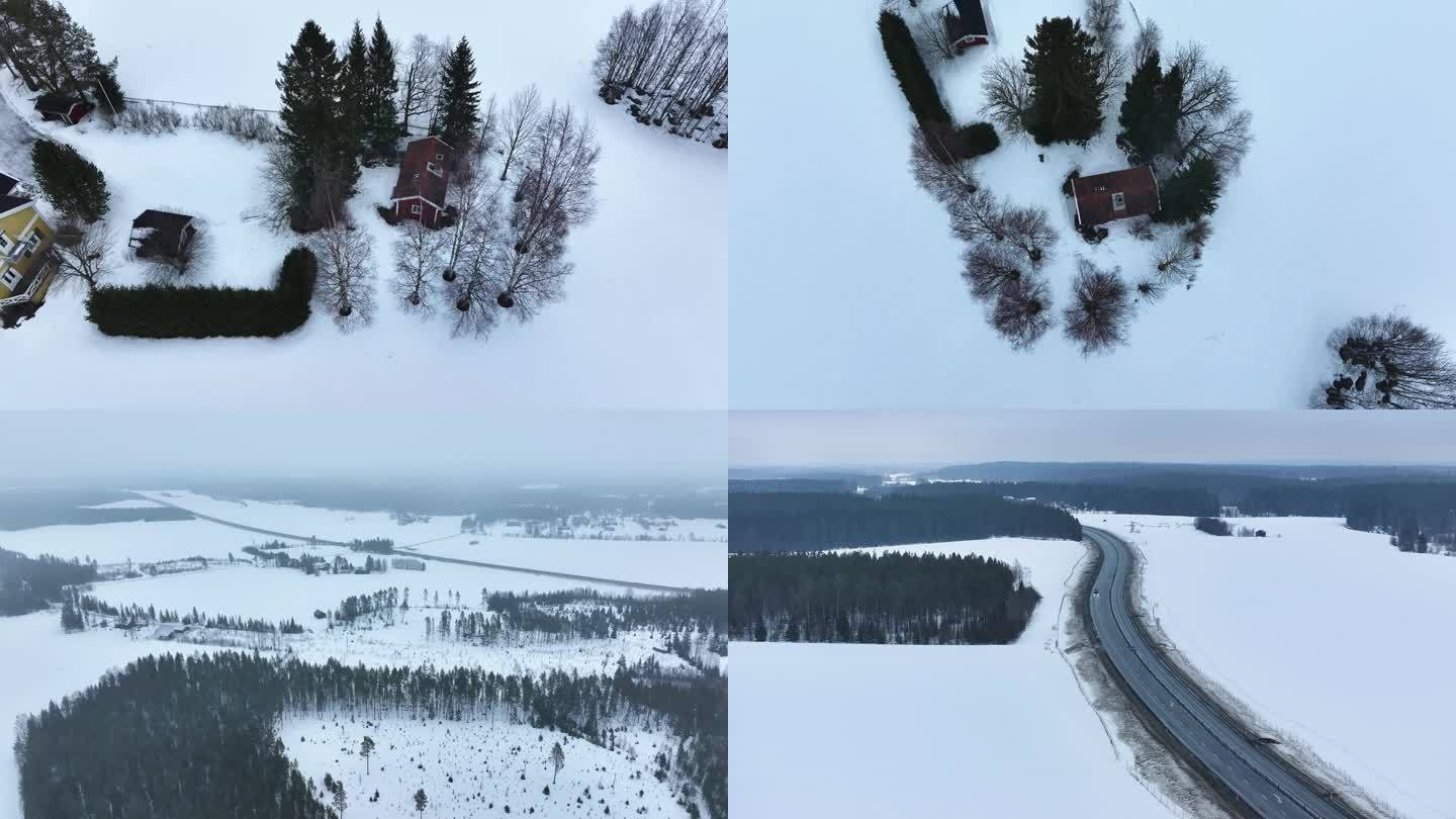 4K航拍北欧瑞典雪景无限风光