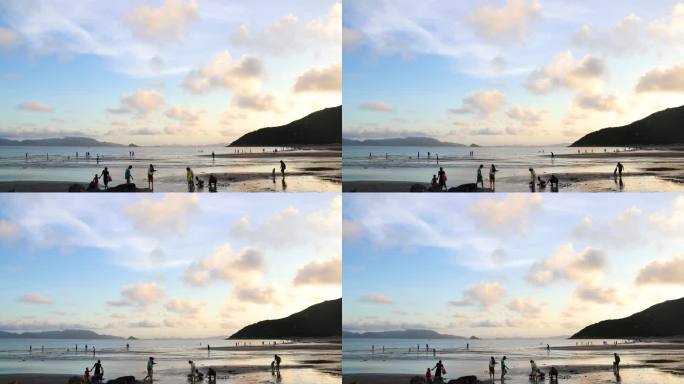 【4k】日落时分的沙滩上