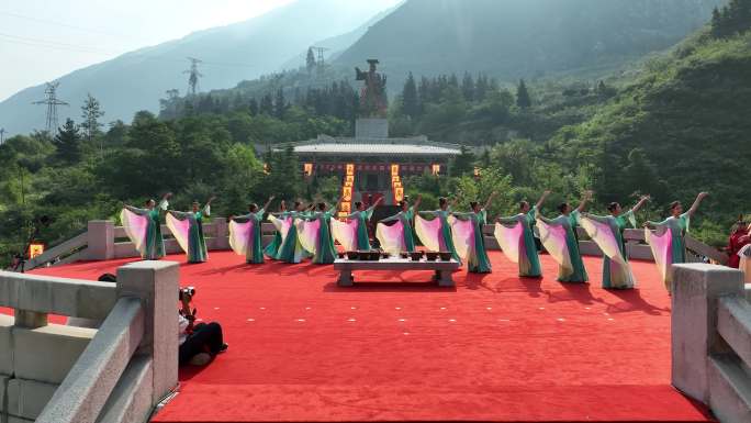 汶川羌族大禹祭台华诞祭祀大典航拍