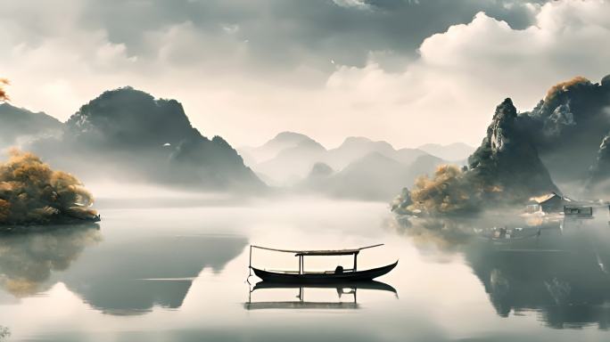 水墨 古风 山水 古诗词朗诵无缝循环背景