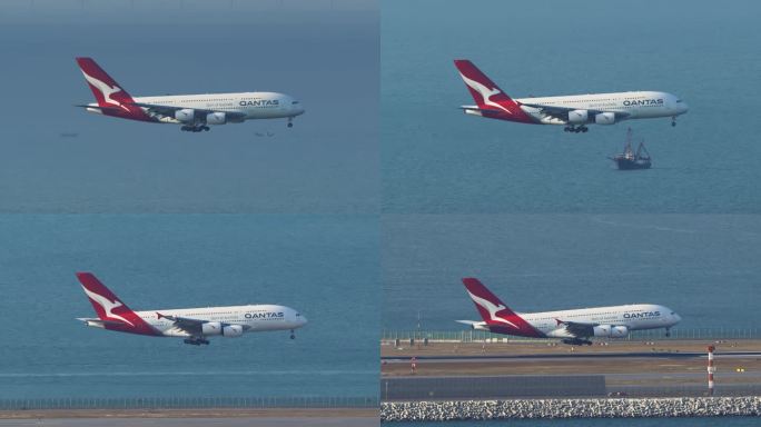 澳洲航空空客A380降落香港机场