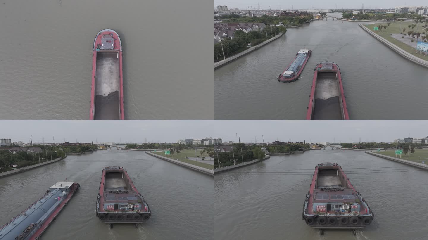 4K-log-行驶在大运河上的货船