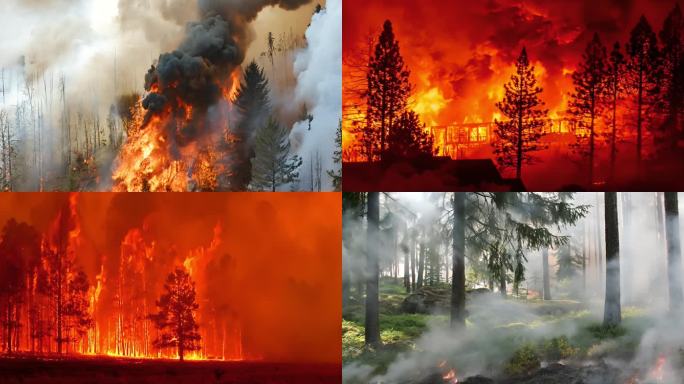 【集合】火灾现场森林火灾大火航拍自然灾害