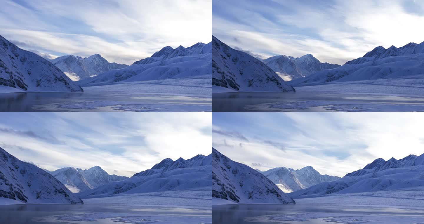 （延时）新疆帕米尔高原昆仑雪山白沙湖