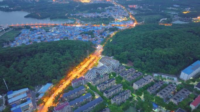 湖北武汉中国地质大学夜晚夜景航拍洪山区城