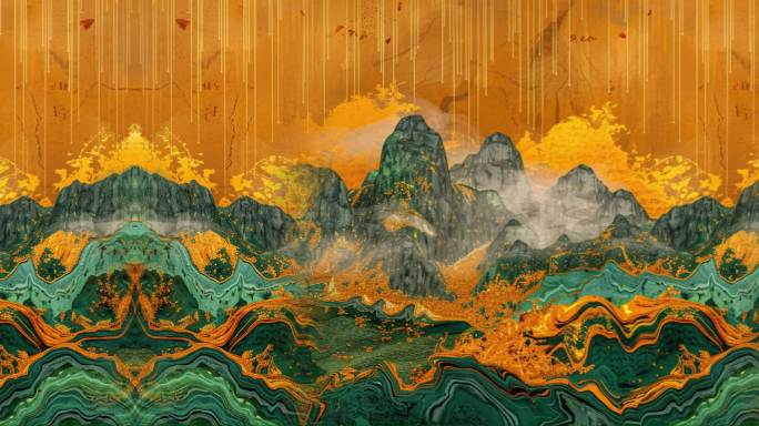 国潮新中式山水纹理背景