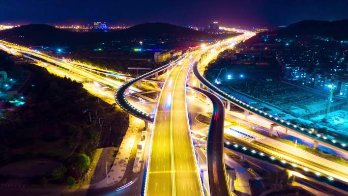 航拍 城市 高架桥 夜景 徐州 延时摄影