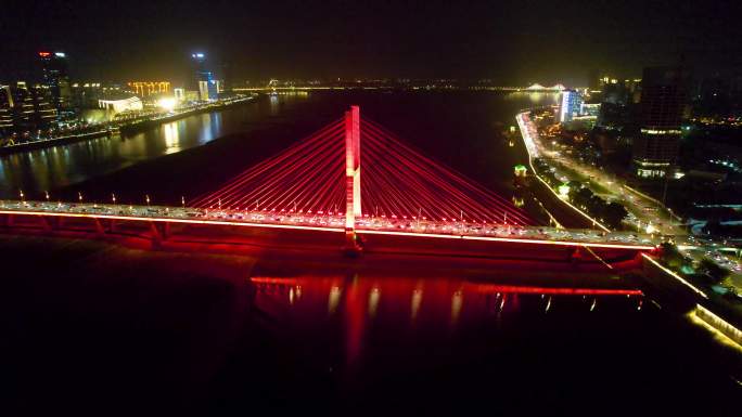 南昌滕王阁城市夜景名胜古迹赣江风光航拍