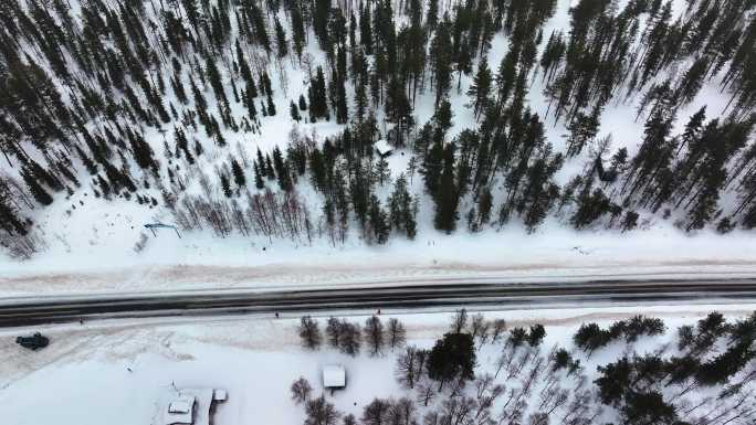 4K航拍北欧芬兰雪景自然美景