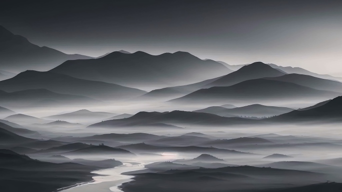 意境山水水墨山水风景