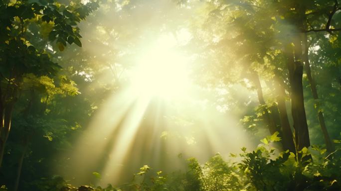 密林之光：阳光穿过森林的神秘之美