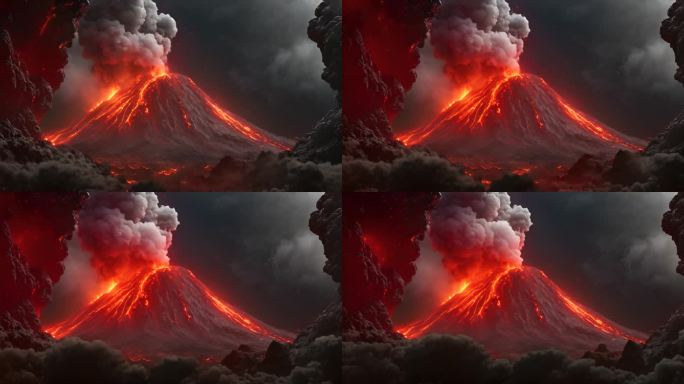 浓烟滚滚的火山 火山  火山喷发 岩浆
