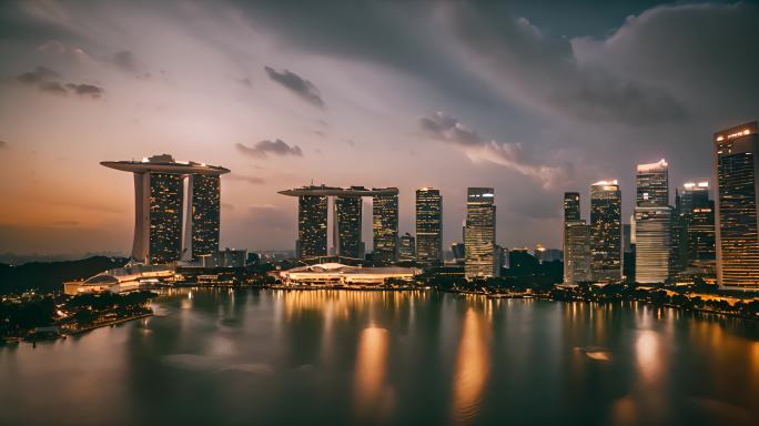 新加坡滨海湾酒店夜景
