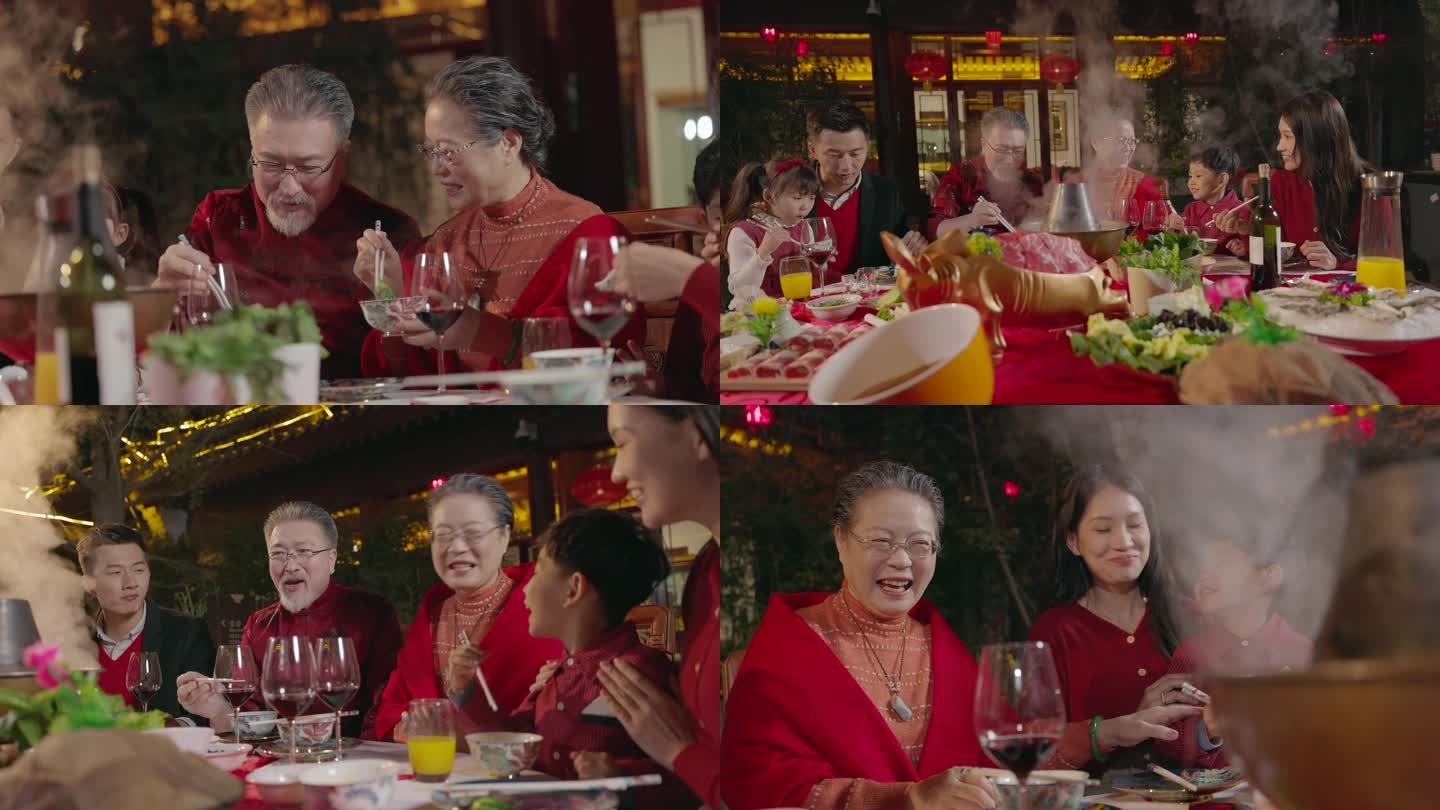 春节一家人围坐在一起吃年夜饭