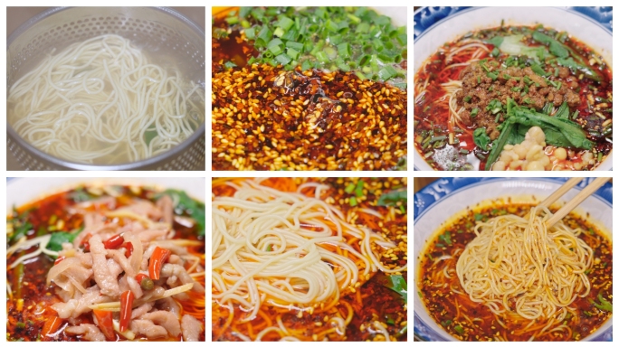 【4K原创】重庆小面面条杂酱面煮面肉丝面