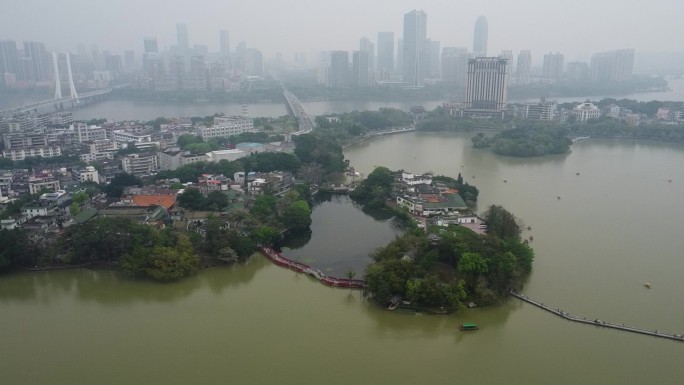 航拍广东惠州西湖风景名胜景区