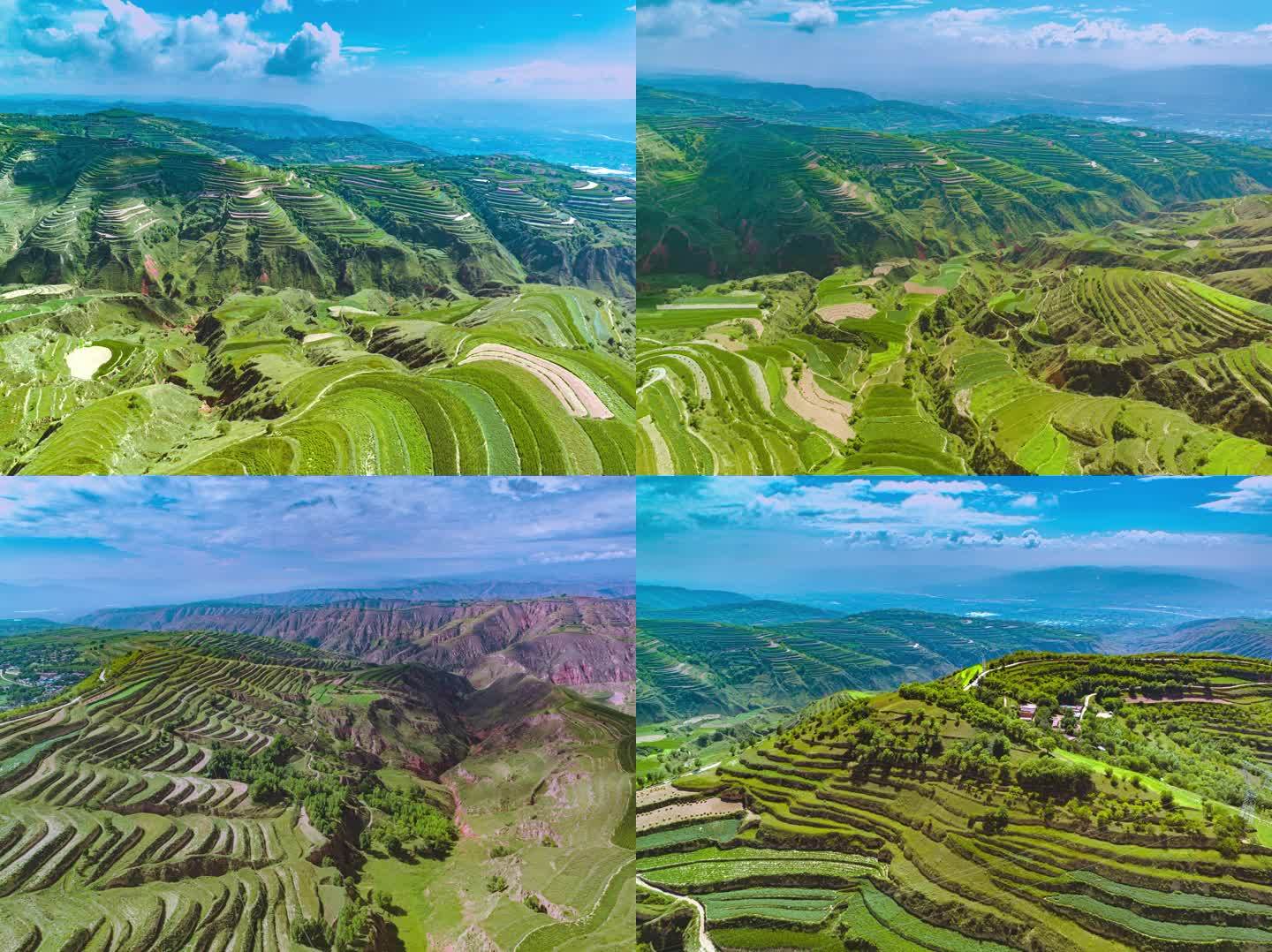 梯田多景别航拍延时