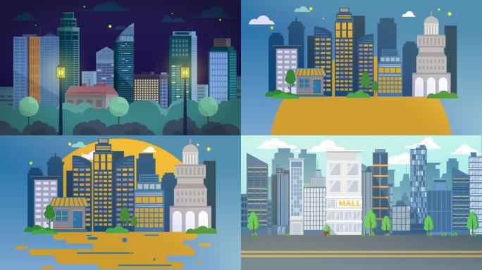 【无插件】城市生长城市规划MG动画