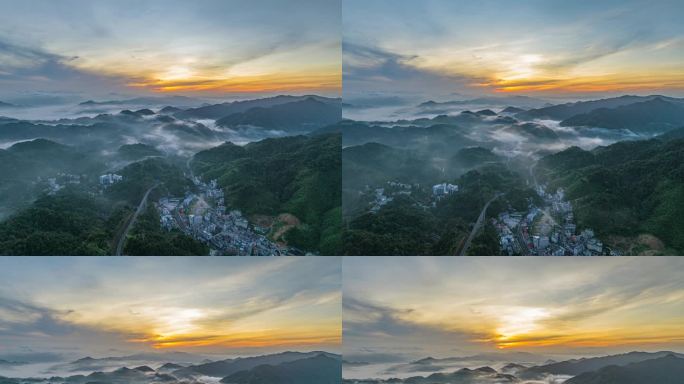 南昆山大景山区云雾风起云涌日出延时摄影