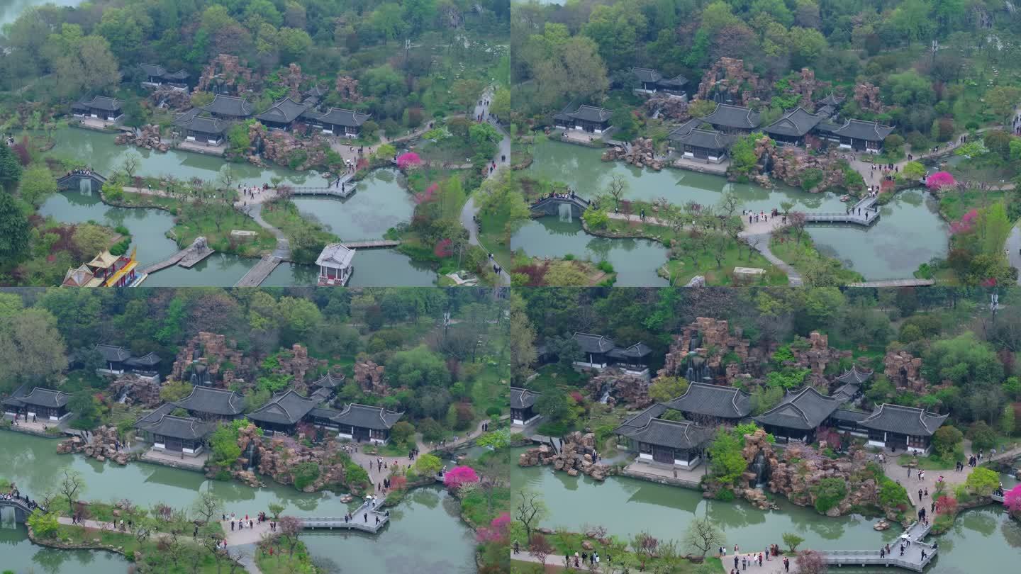 航拍烟雨江南扬州瘦西湖风景区