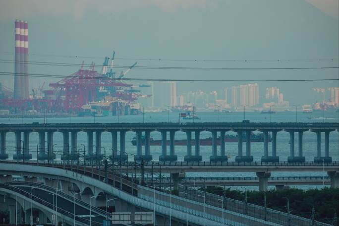 香港机场和深圳地铁、公路、港口、高速同框