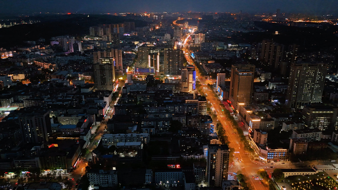 荆门夜景航拍延时大景