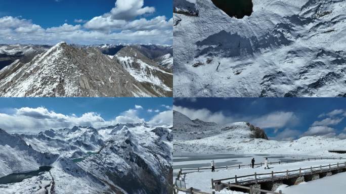 达古冰川多角度多镜头4K航拍