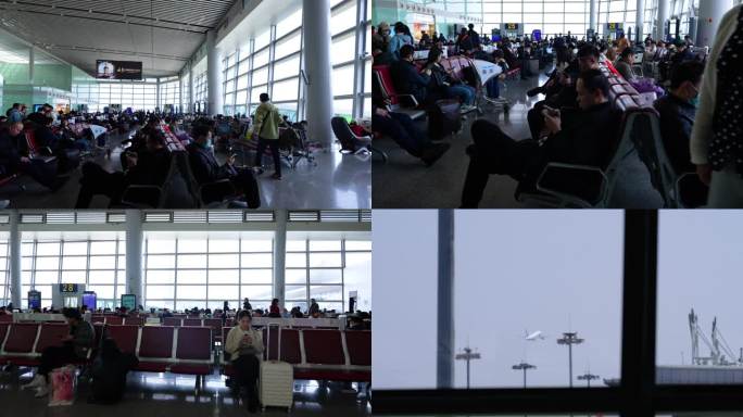 4K长沙黄花机场机大厅候机旅客空镜3
